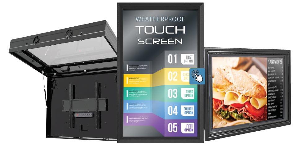 The touch screen & weatherproof TV enclosure solution, a cost-saving solution for outdoor digital signage