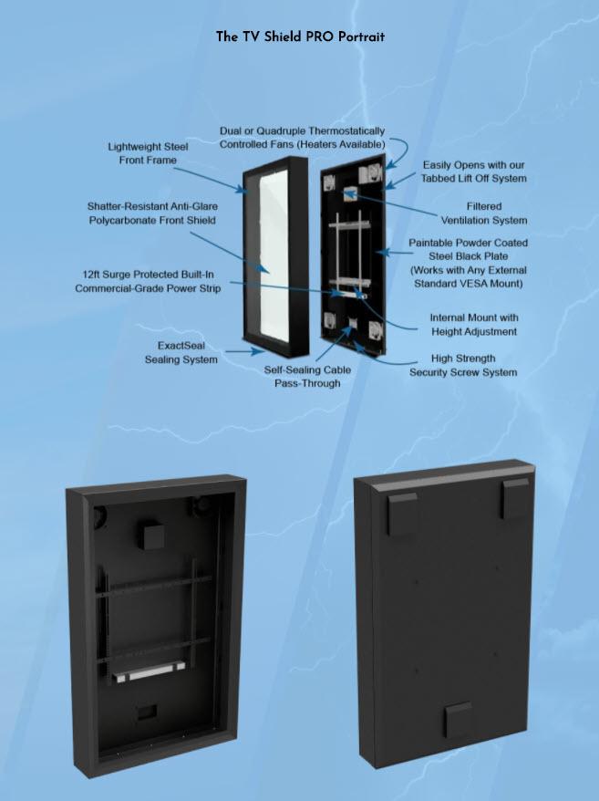 The TV Shield PRO  Portrait indoor and outdoor digital signage for churches diagram 