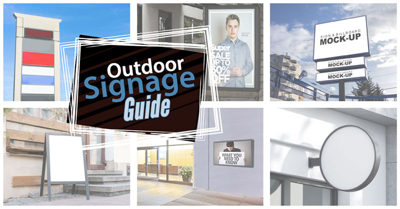 Outdoor Signage Guide featuring various weatherproof signs